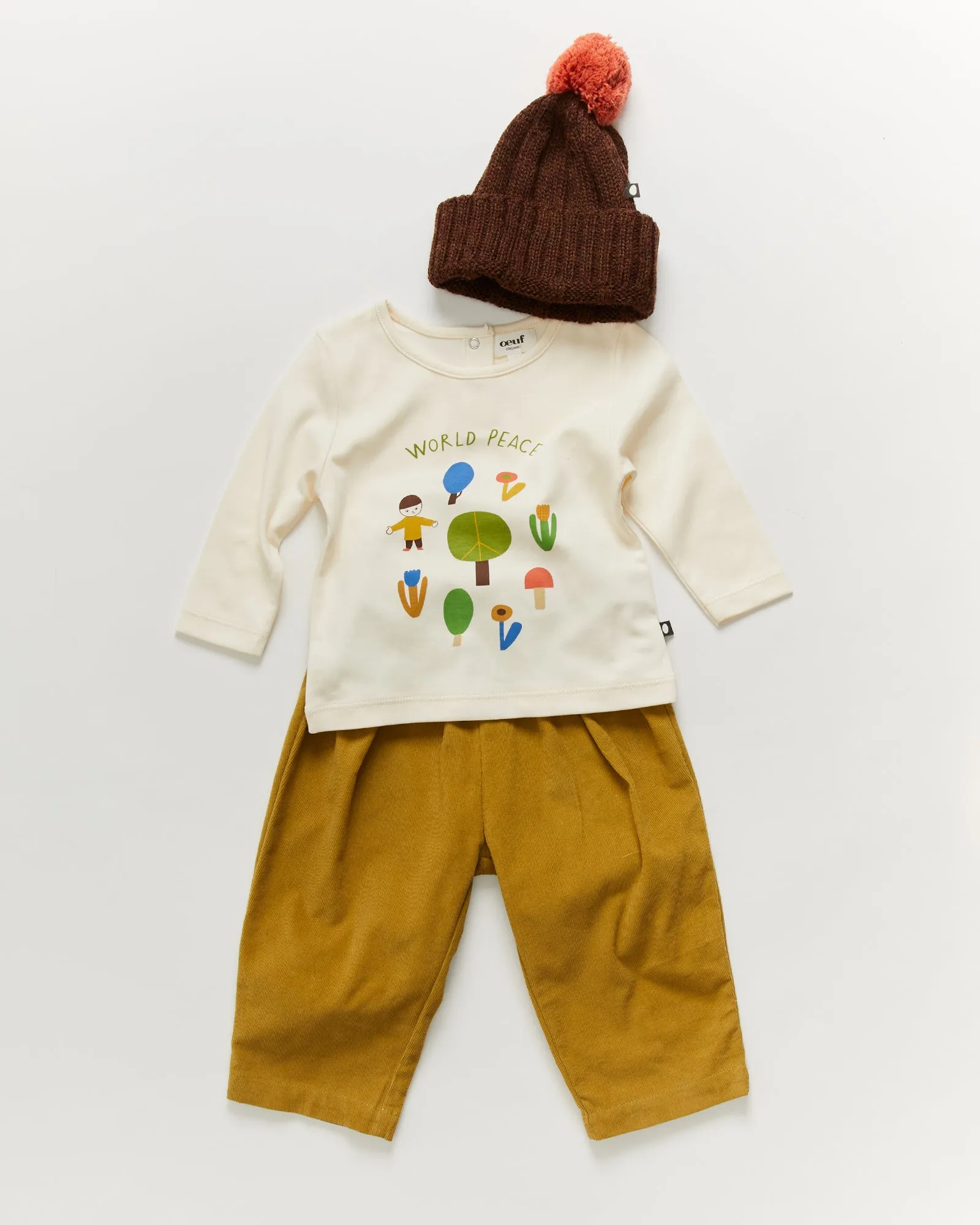 Oeuf LS Tree Tee - World Peace/Gardenia - 5/6Y Last One