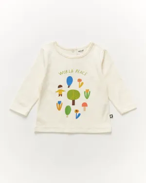 Oeuf LS Tree Tee - World Peace/Gardenia - 5/6Y Last One