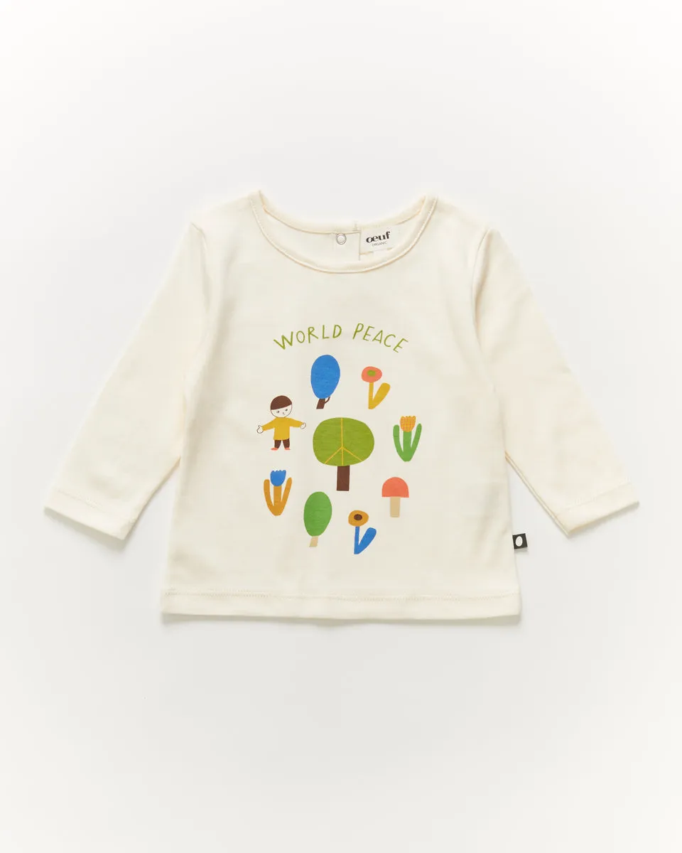 Oeuf LS Tree Tee - World Peace/Gardenia - 5/6Y Last One