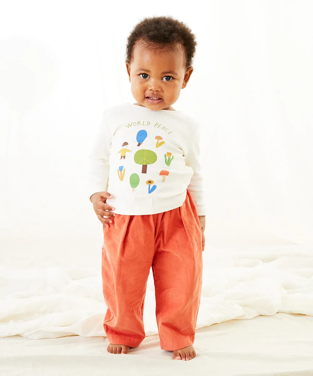 Oeuf LS Tree Tee - World Peace/Gardenia - 5/6Y Last One