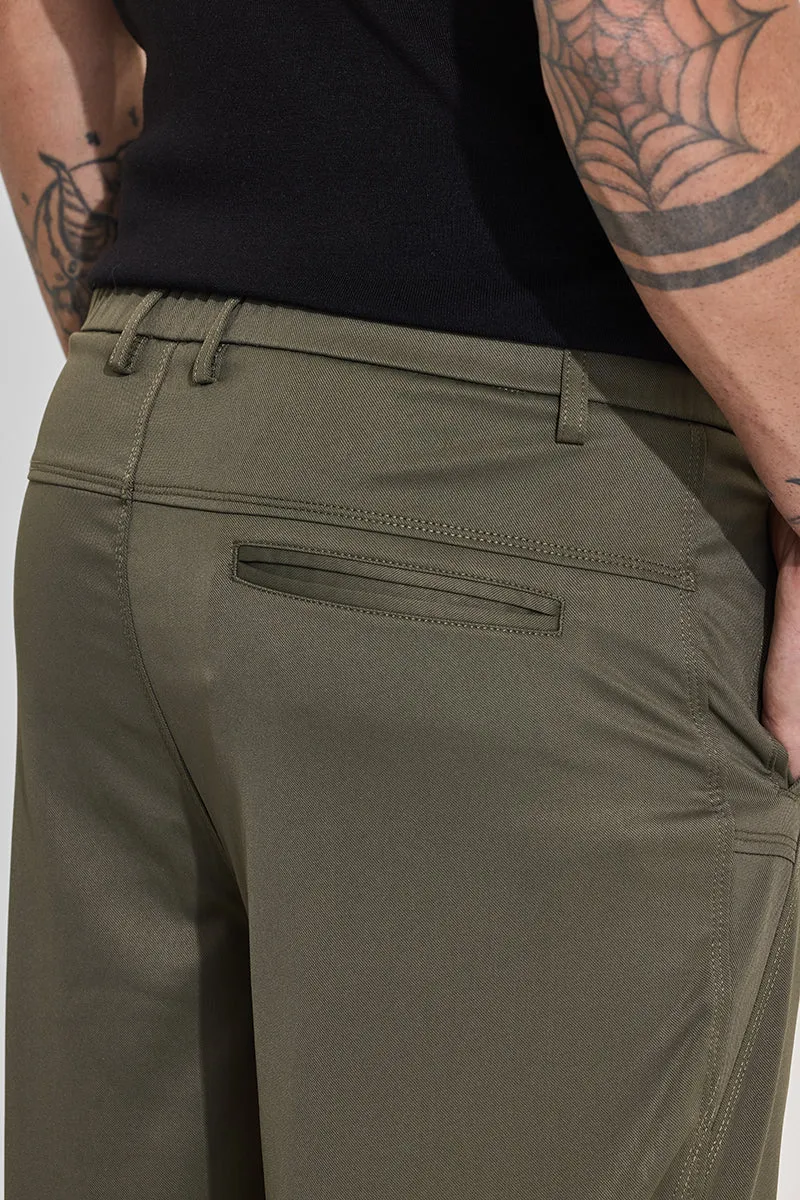 Olive Mid Rise Relaxed Fit Parachute Pants