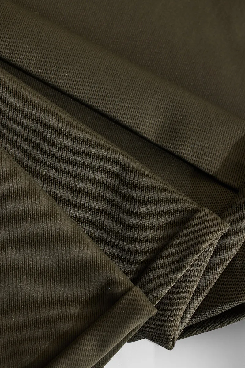 Olive Mid Rise Relaxed Fit Parachute Pants