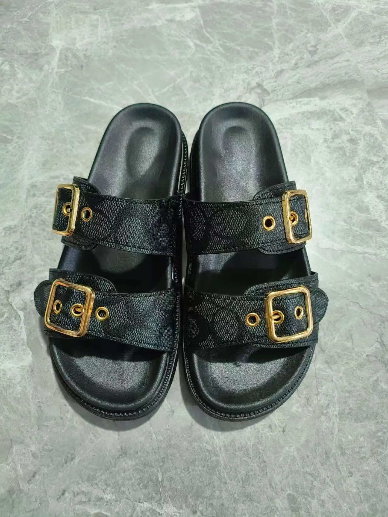 Open Toe Double Buckle Sandals