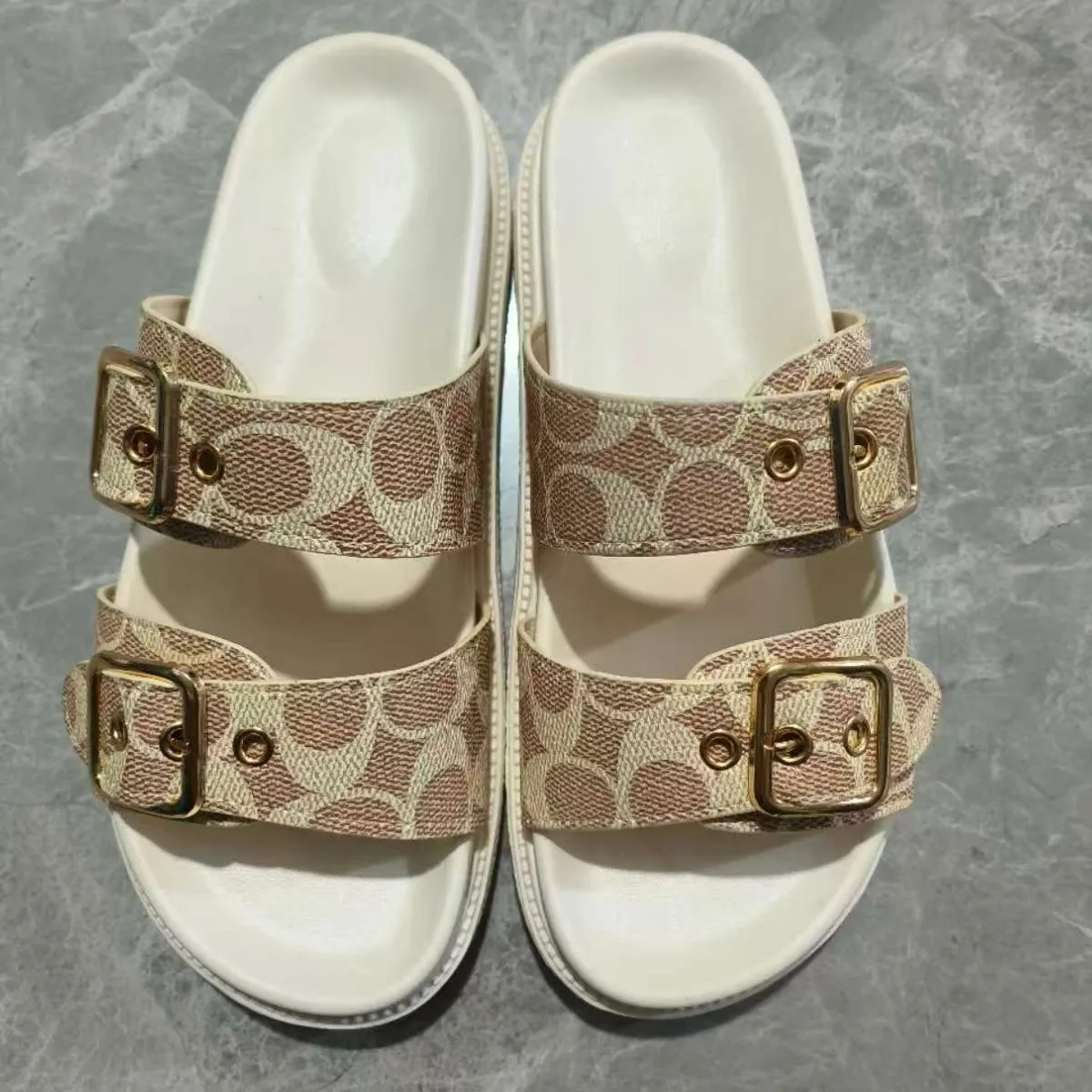 Open Toe Double Buckle Sandals