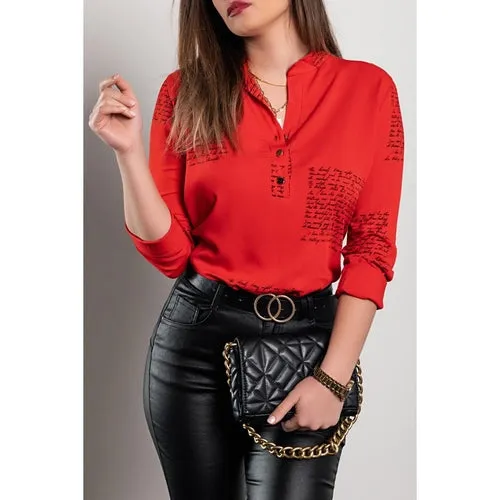 Orlena Red Sporty Elegant Blouse – Versatile Fashion for Any Occasion
