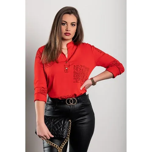 Orlena Red Sporty Elegant Blouse – Versatile Fashion for Any Occasion