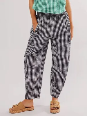 Plaid Elastic Waist Pants