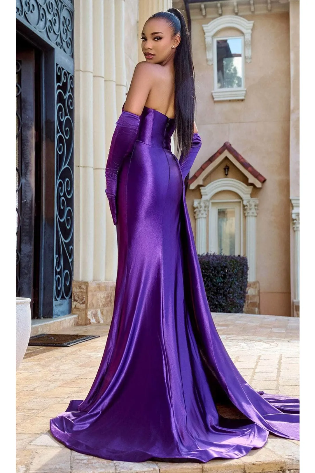 Portia and Scarlett PS24402 -long- Sweetheart Side Drape Prom Gown