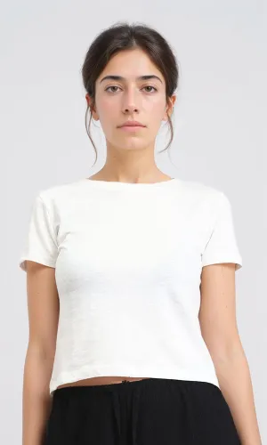 R208613 - Crew Neck Solid Basic Tee - White