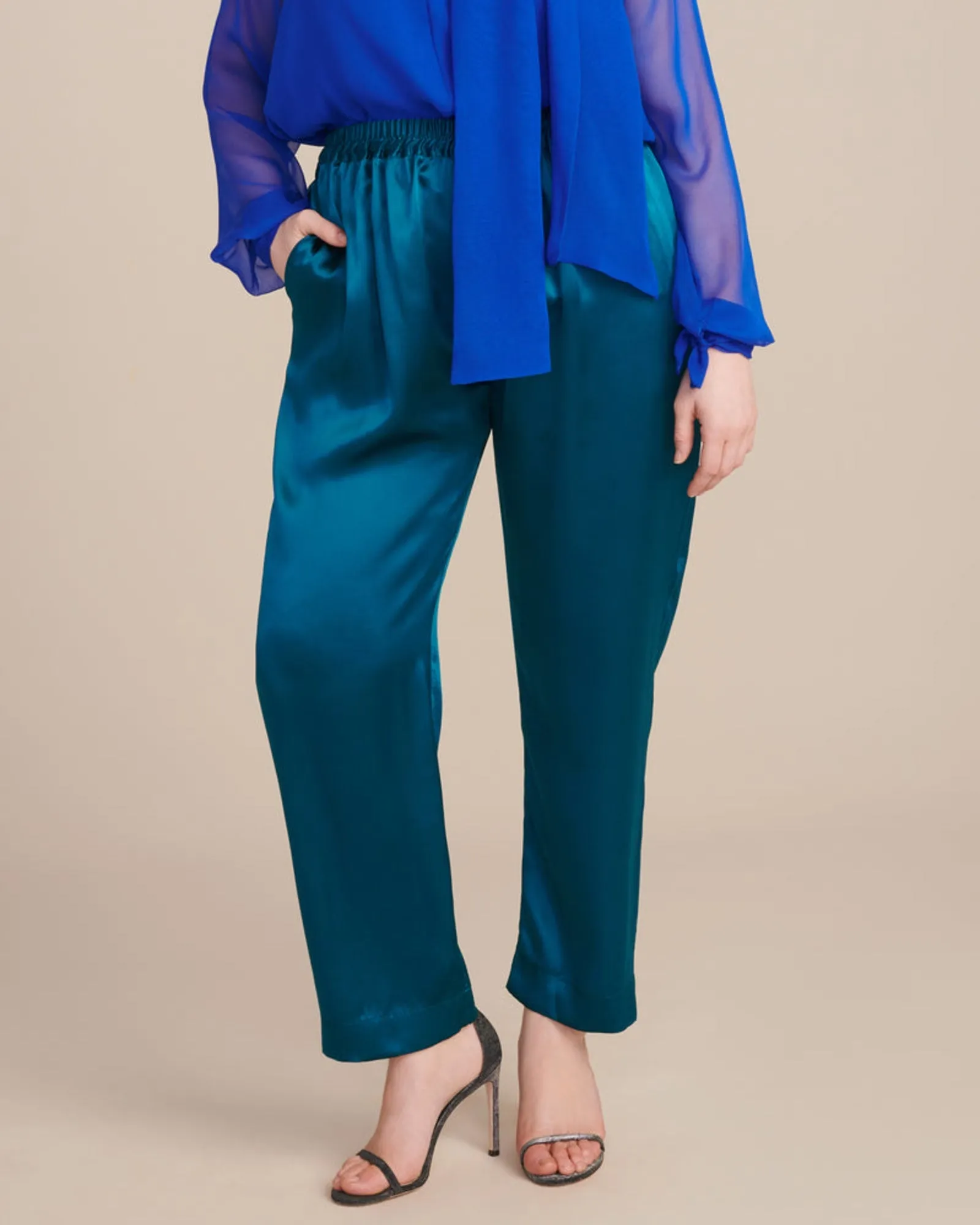 Satin Icon Track Pant | Teal Blue
