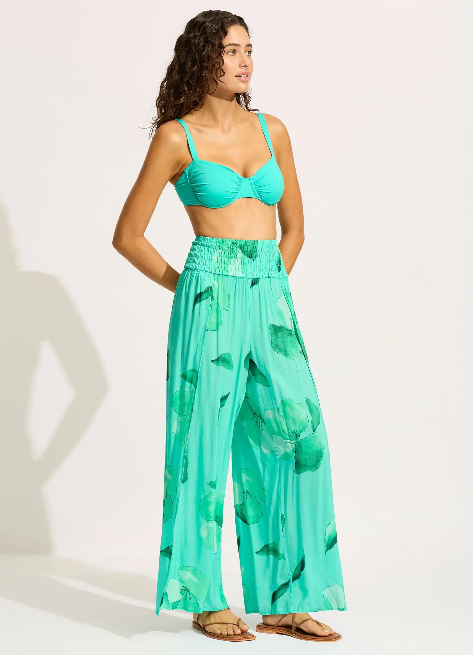 Secret Garden Shirred Wrap Pant - Jade