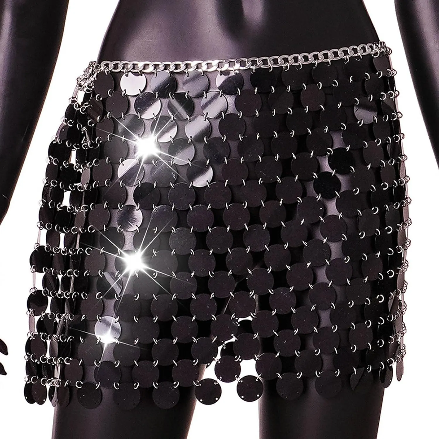 Sequin Skirt for Women Sheer See Through Club Outfits Bodycon Sexy Sparkly Glitter Shiny Skirt Mini Night Out Party