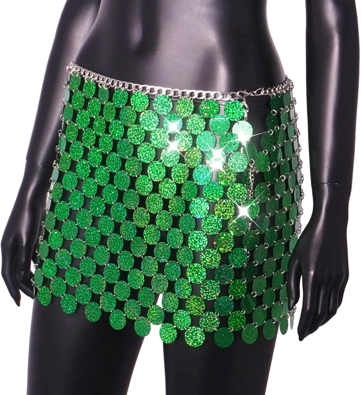 Sequin Skirt for Women Sheer See Through Club Outfits Bodycon Sexy Sparkly Glitter Shiny Skirt Mini Night Out Party