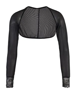 Sheer Black Fine Mesh Mini Jacket Shrug Bolero