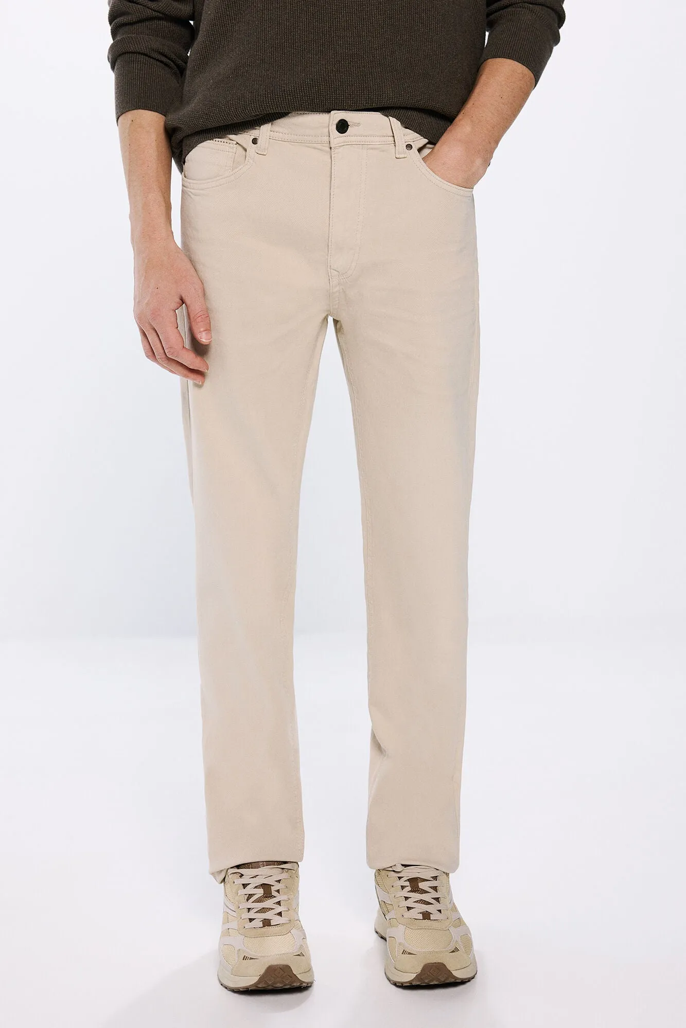 Slim fit washed colour trousers