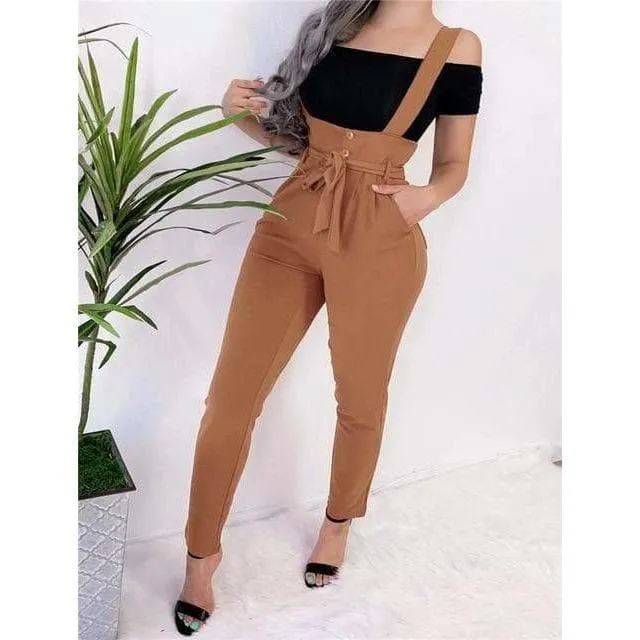 SLIM HIPS SHOULDER STRAPS TROUSERS