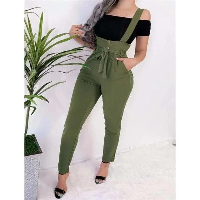 SLIM HIPS SHOULDER STRAPS TROUSERS