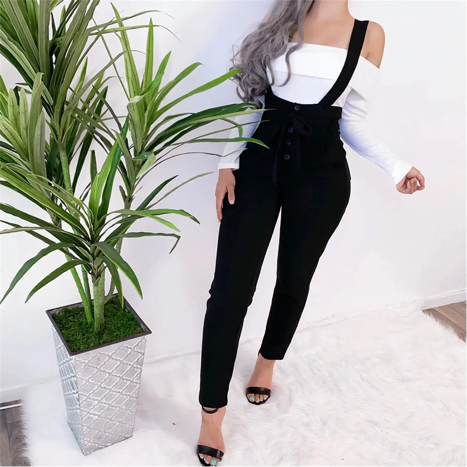 SLIM HIPS SHOULDER STRAPS TROUSERS