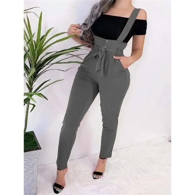 SLIM HIPS SHOULDER STRAPS TROUSERS