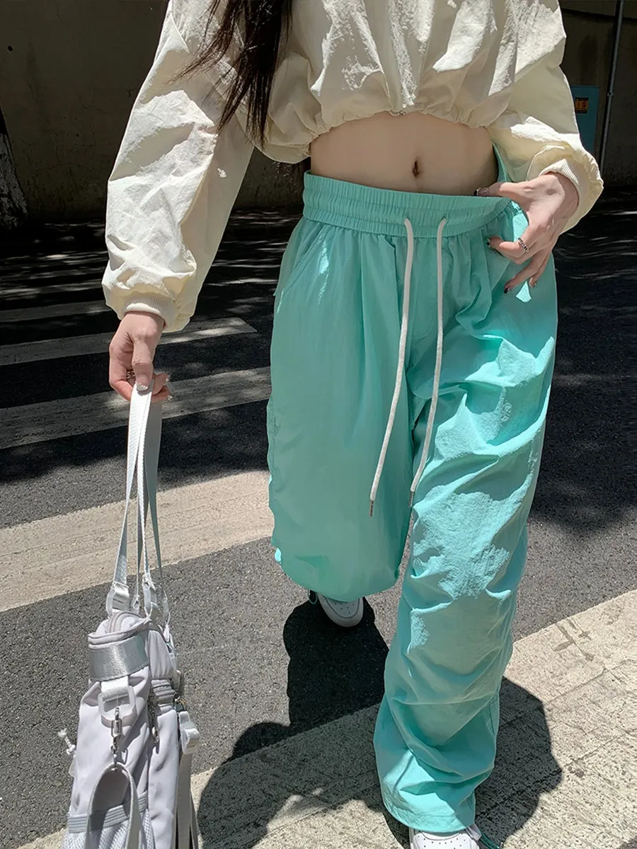 Solid Color Loose Fit Casual Pants