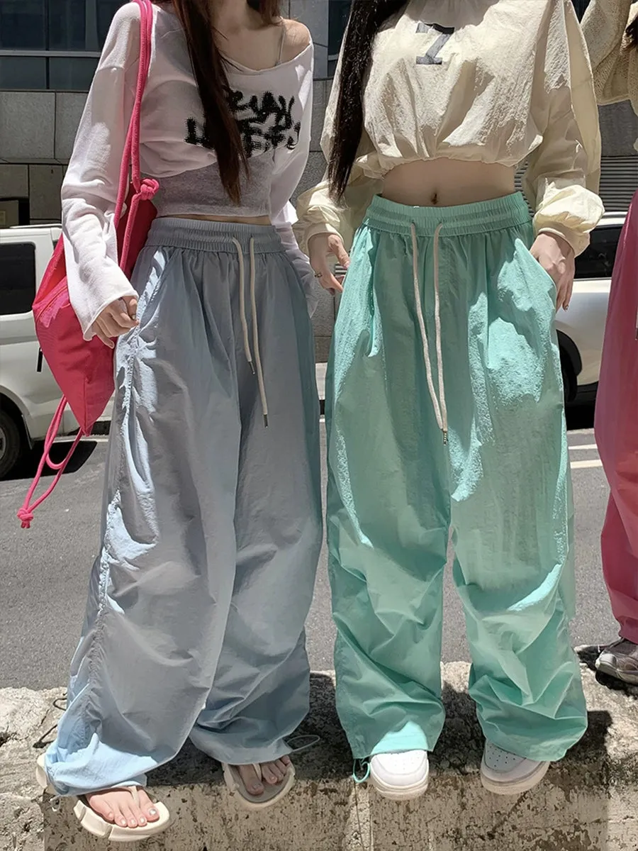 Solid Color Loose Fit Casual Pants