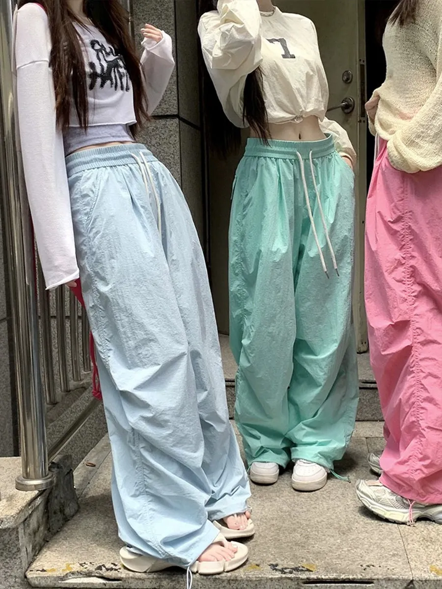Solid Color Loose Fit Casual Pants