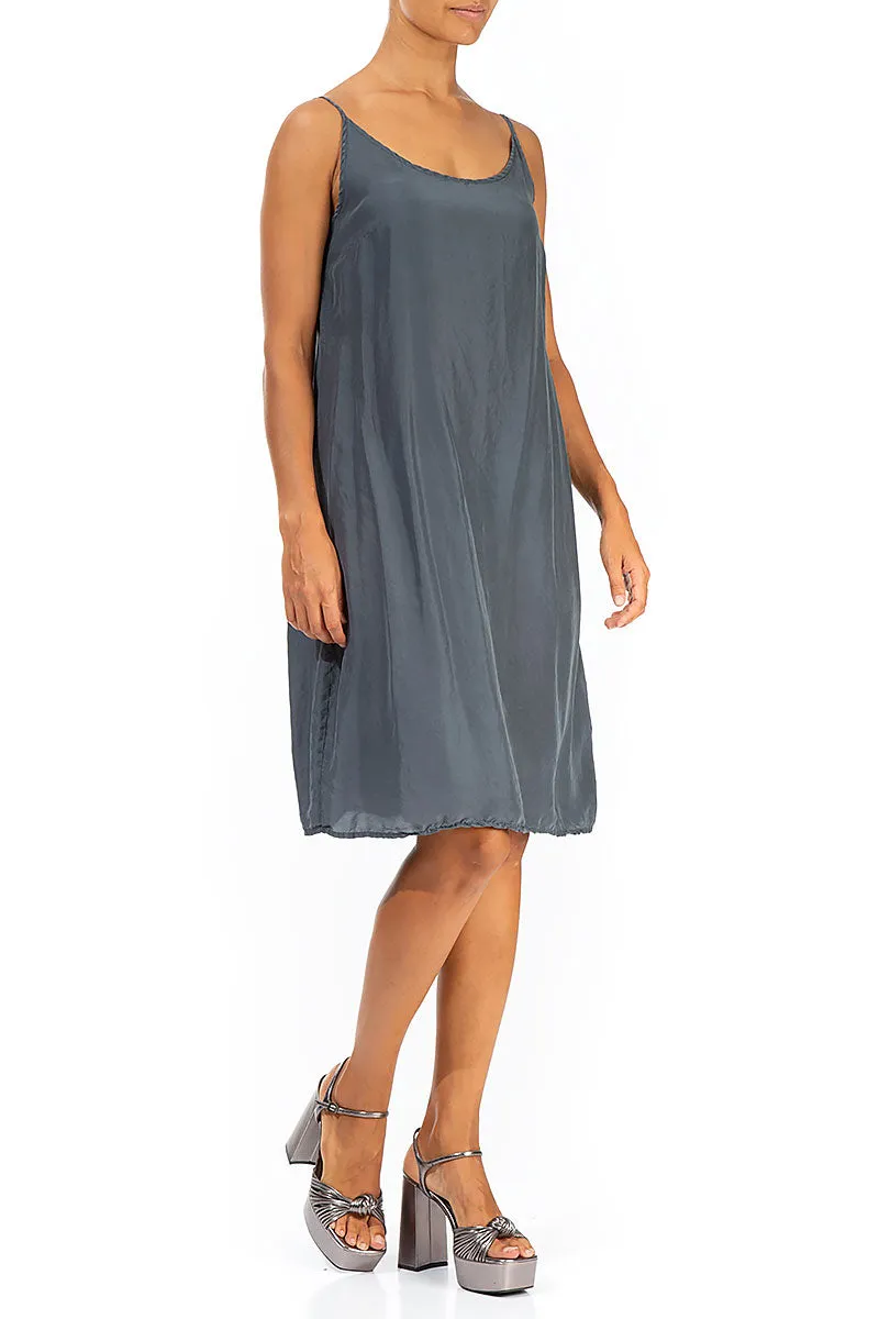 Strappy Graphite Pure Silk Dress