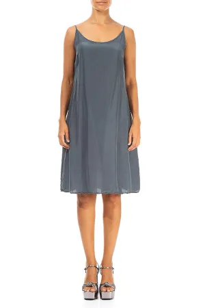 Strappy Graphite Pure Silk Dress
