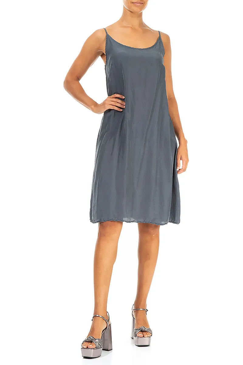 Strappy Graphite Pure Silk Dress