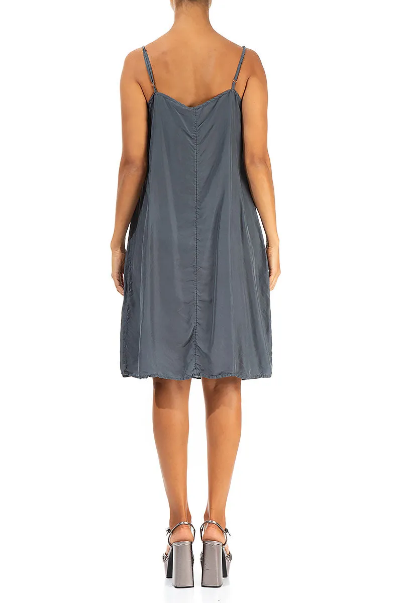 Strappy Graphite Pure Silk Dress