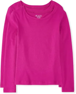 The Children's Place girls Long Sleeve Basic Layering T shirt 2 Pack