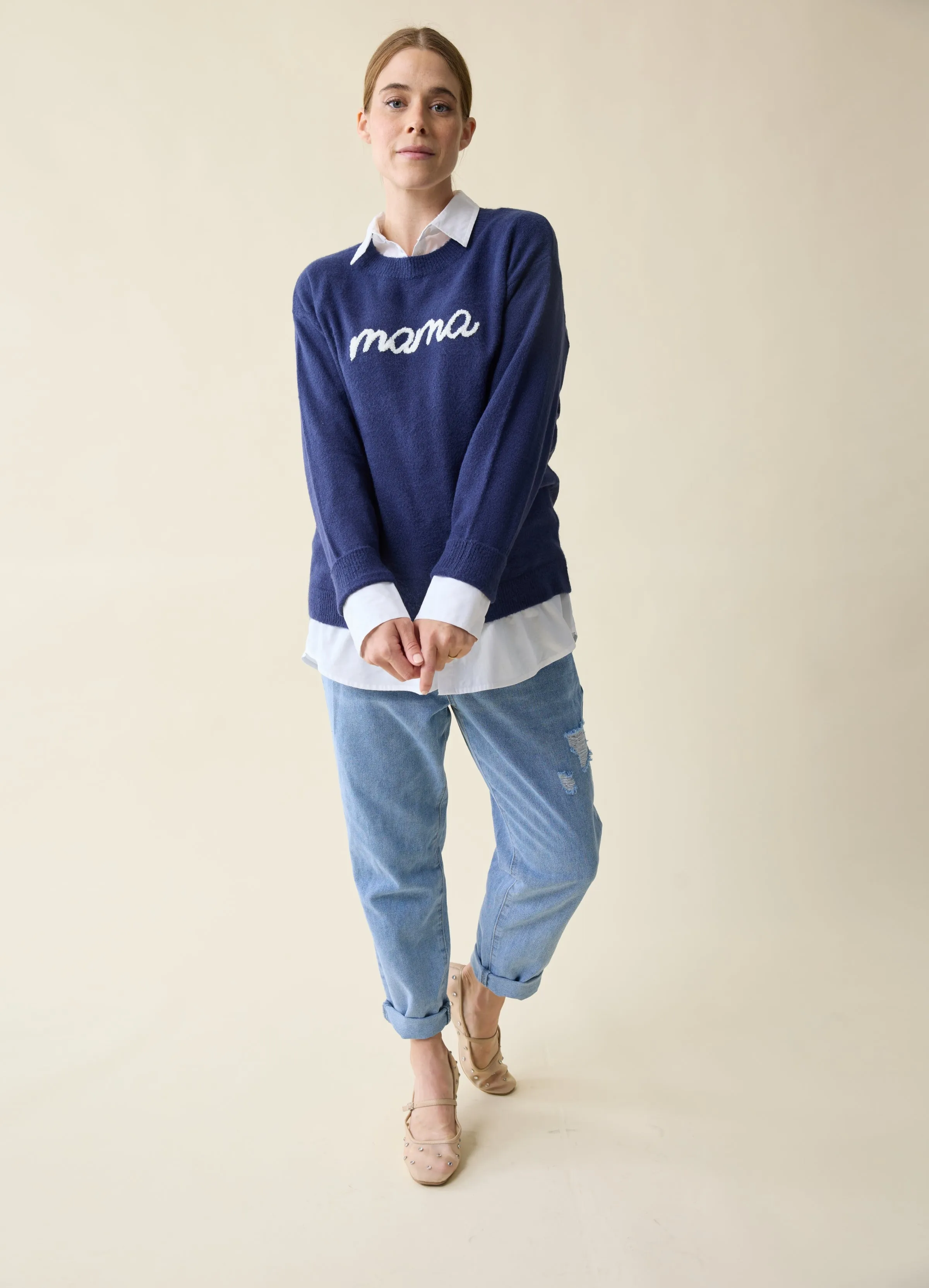 The Mama Maternity   Postpartum Sweater Navy