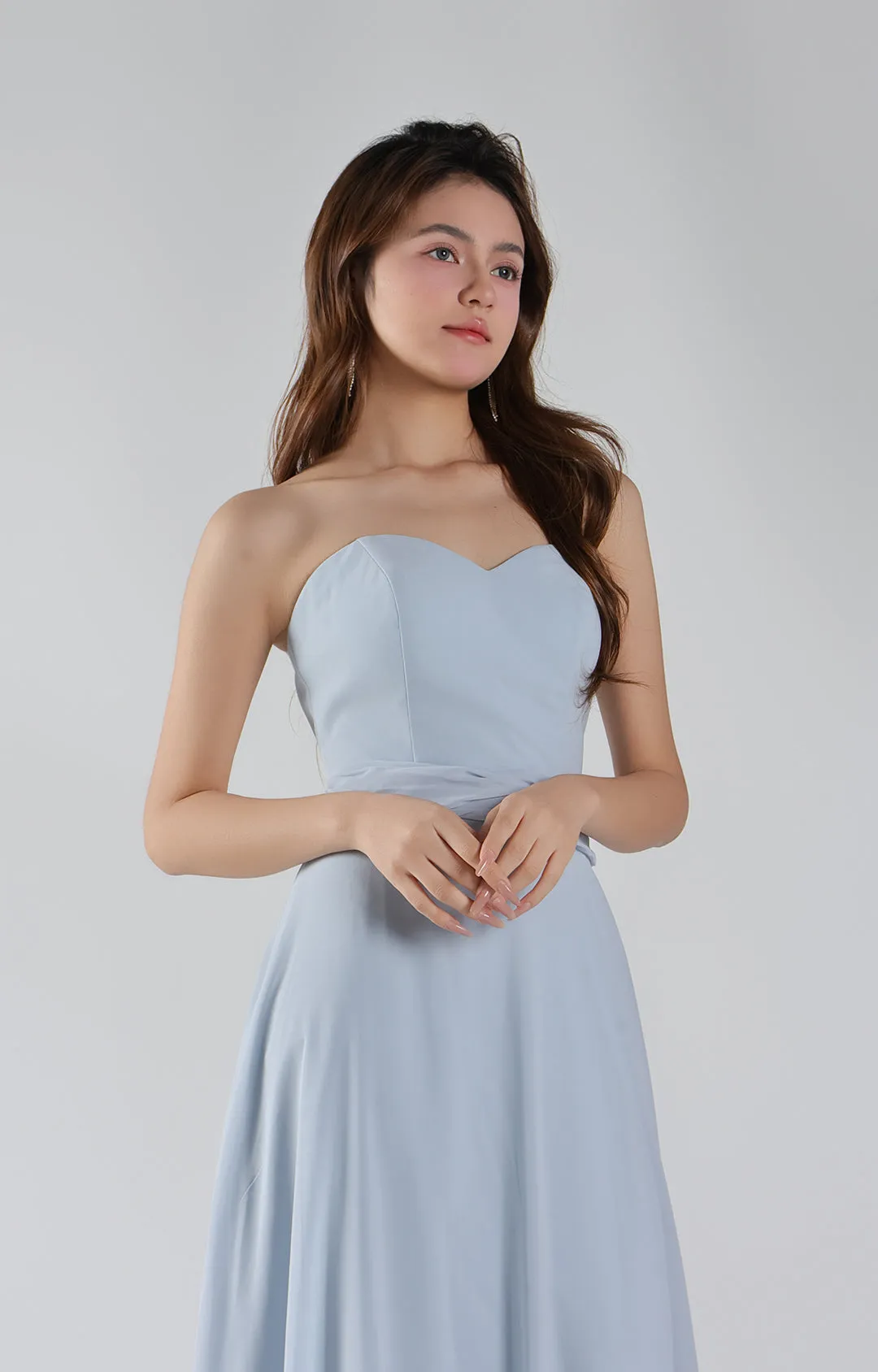 Tie Detail Sweetheart Neck Pleated A-line Dresses