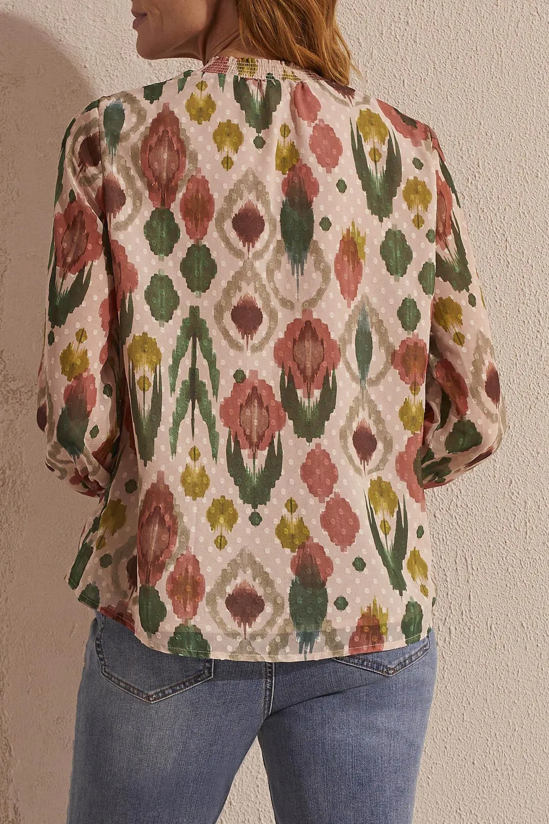 Tribal Top - Tie Print Blouse - Vine
