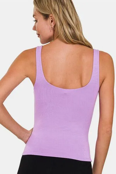 Versatile Staple V-Neck Slim Lavender Tank Top