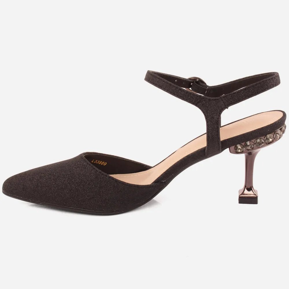 Women "Naya" matt glossy ankle strap sandals