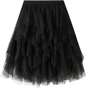 Women's Summer Elastic Waist Bohemian Print Beach Outfits High Waist Casual Maxi Skirt A-Line Tiered Long Skirt