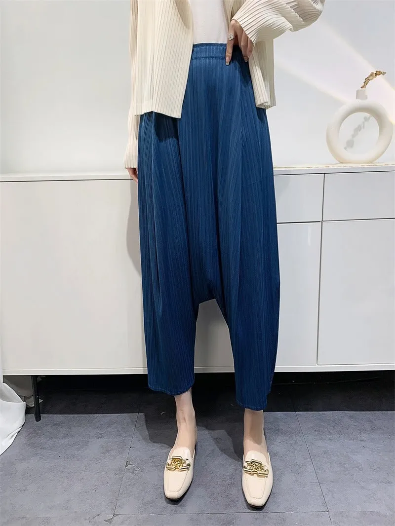 Womens Wrinkled Harem Suspender Pants