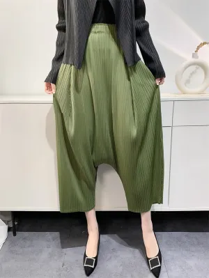 Womens Wrinkled Harem Suspender Pants