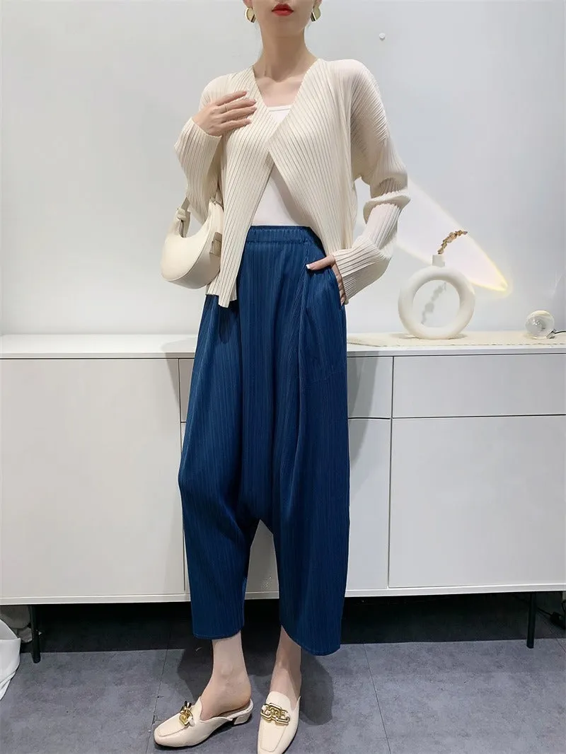 Womens Wrinkled Harem Suspender Pants
