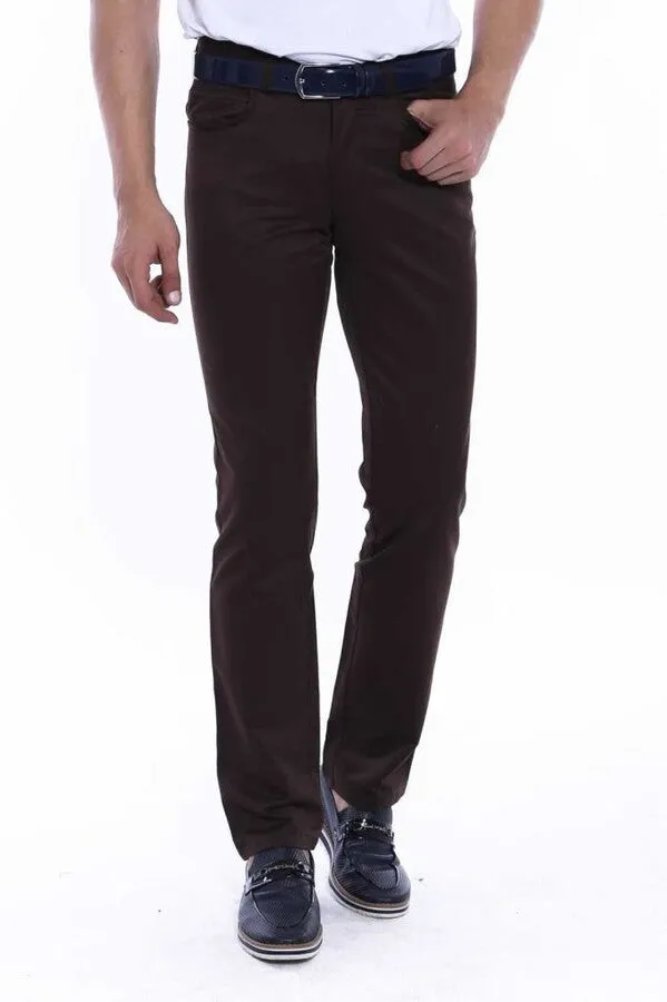 WSS Suede Dark Brown Men Jeans  - Singen
