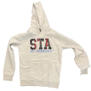 X Stitch Plaid Applique Hoodie Gray