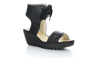 YAJE301FLY Black Ankle Strap Sandals