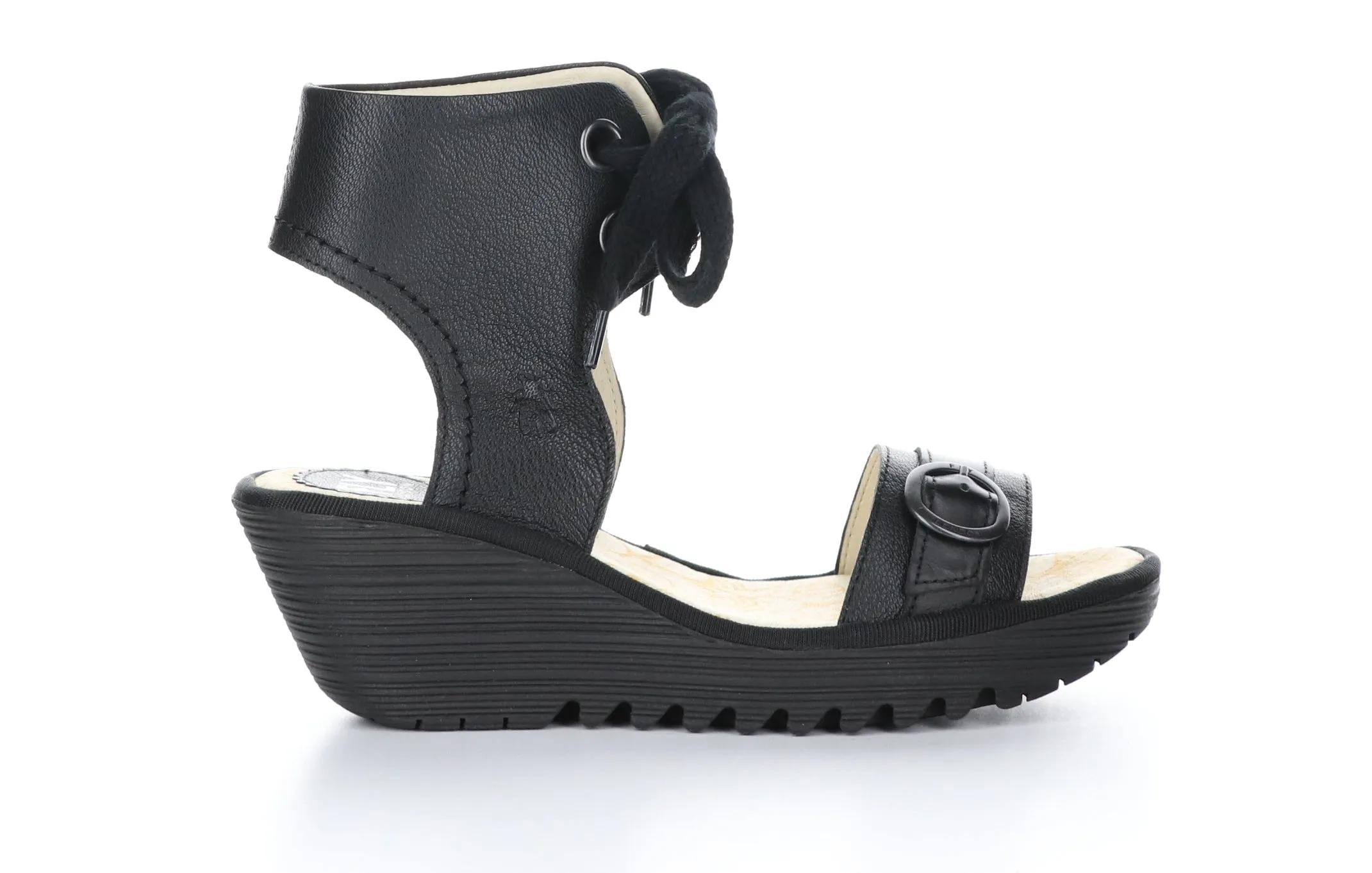 YAJE301FLY Black Ankle Strap Sandals