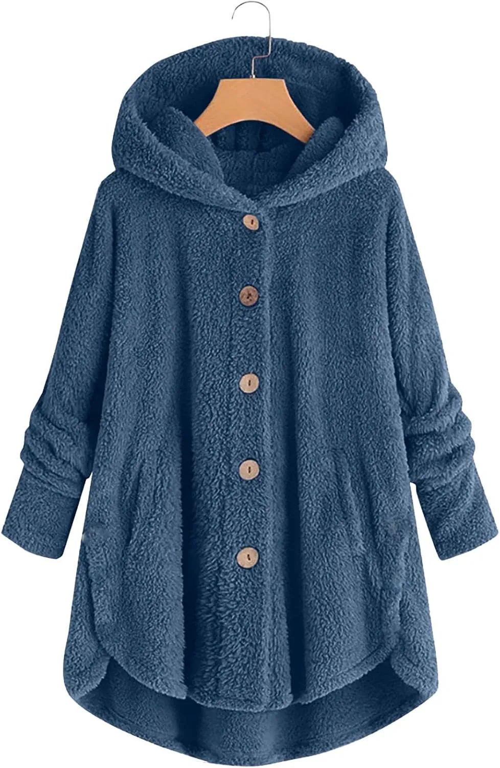 YRAETENM Womens Fuzzy Fleece Sherpa Hoodies Oversized Warm Winter Coats Soft Button down Long Jackets Cardigan with Pockets